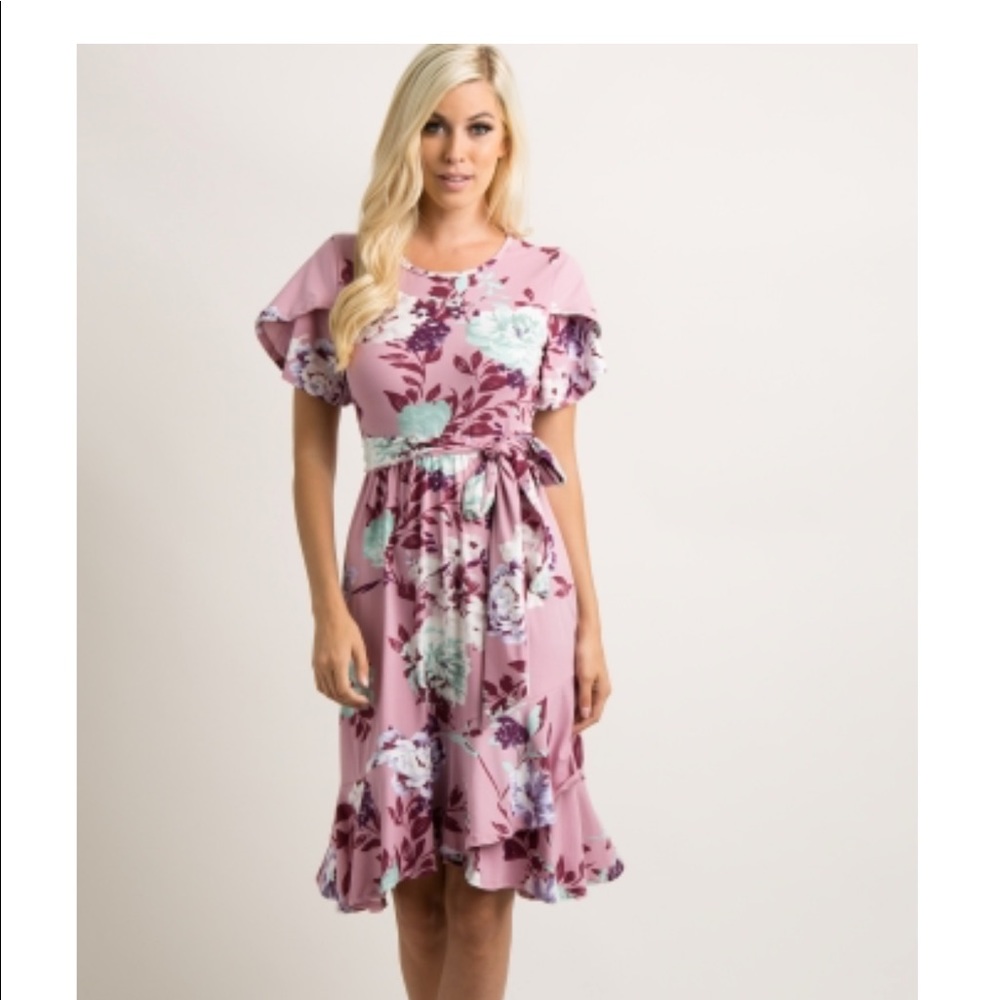 Floral faux wrap dress
